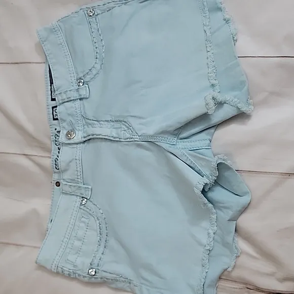 Miss Me Light Blue Shorts size 30 Beautiful Sky Color Frayed Hem Super Cute