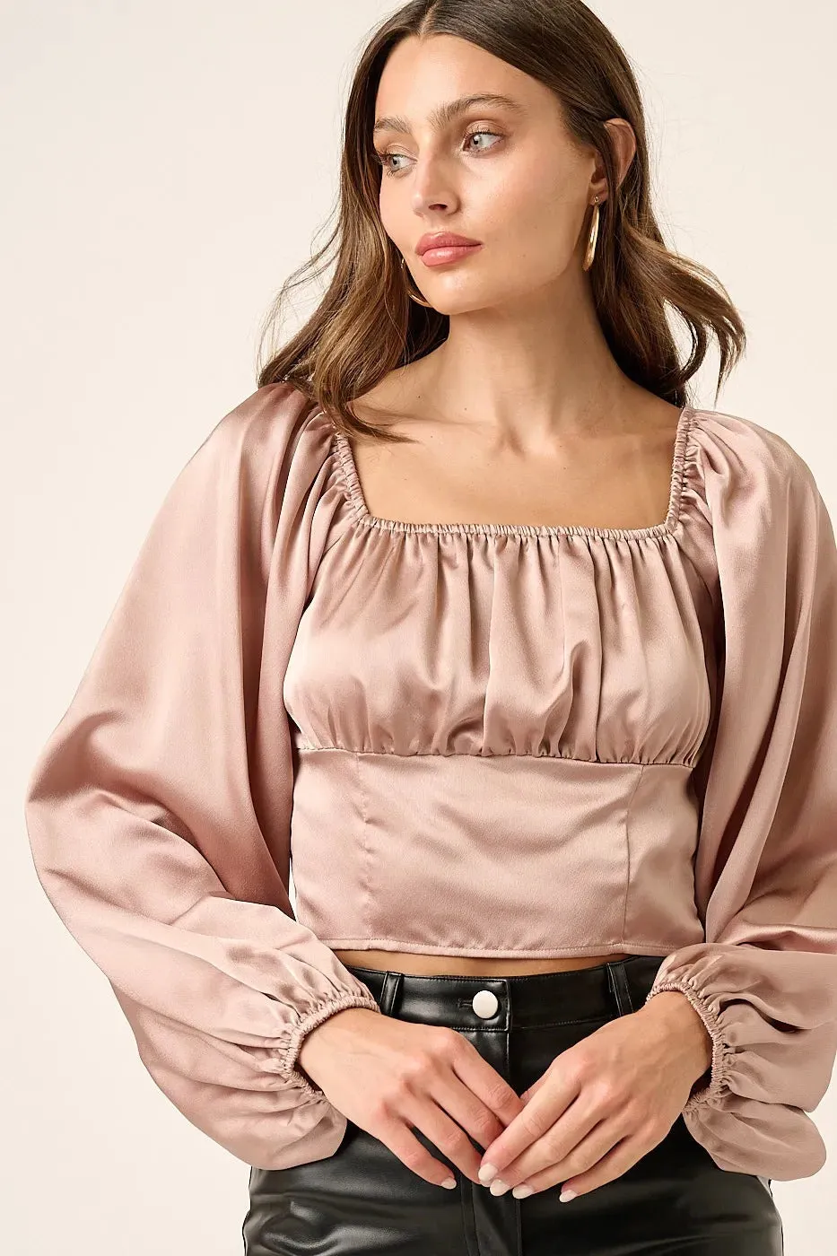 Mittoshop Satin Square Neck Blouse