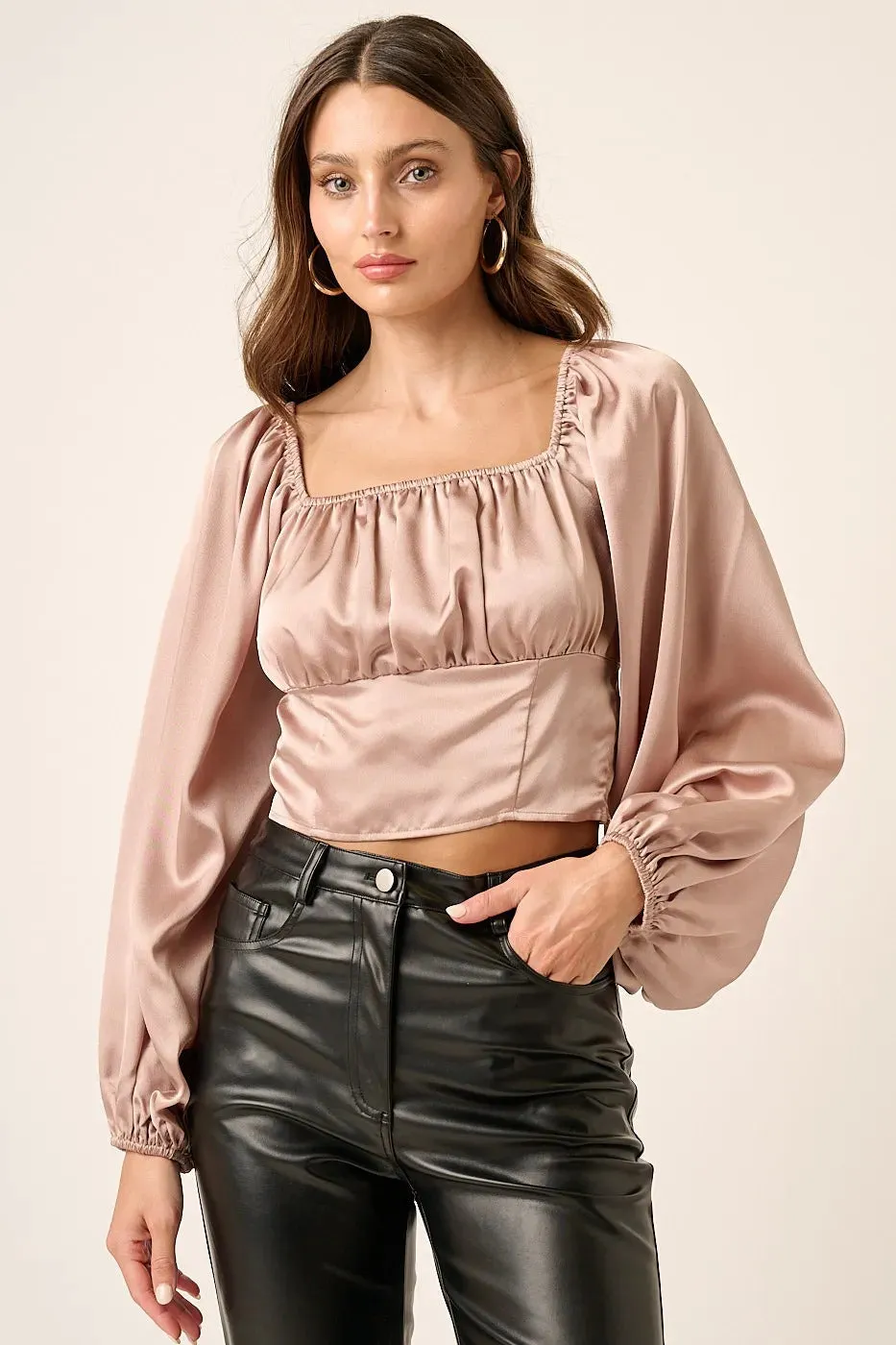 Mittoshop Satin Square Neck Blouse
