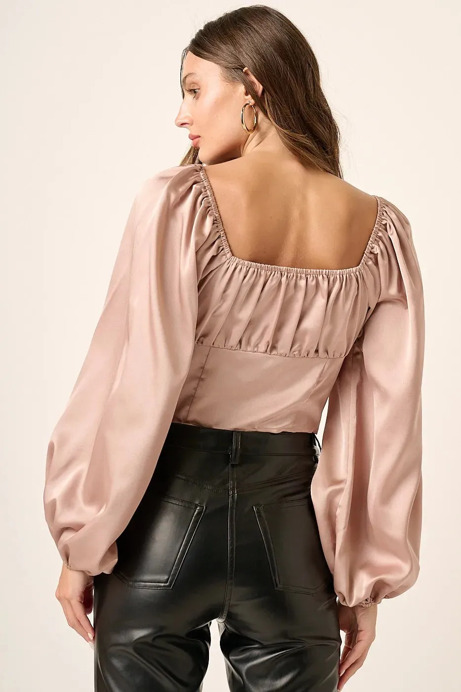 Mittoshop Satin Square Neck Blouse