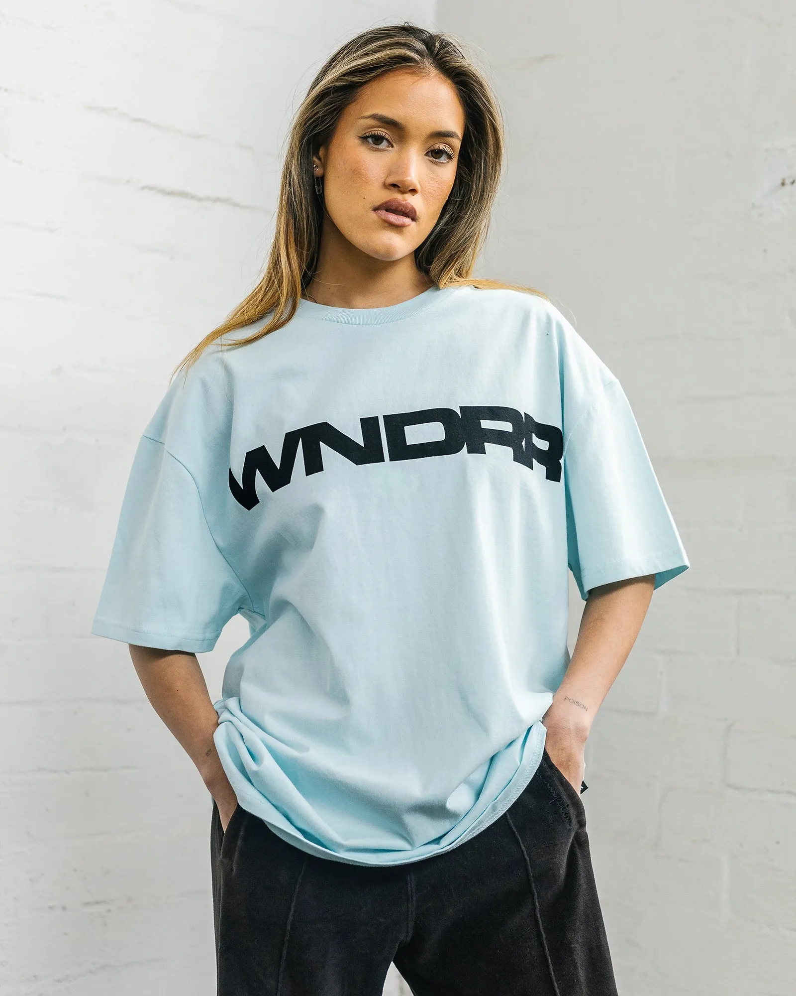 MOTIF BOX FIT TEE - BABY BLUE