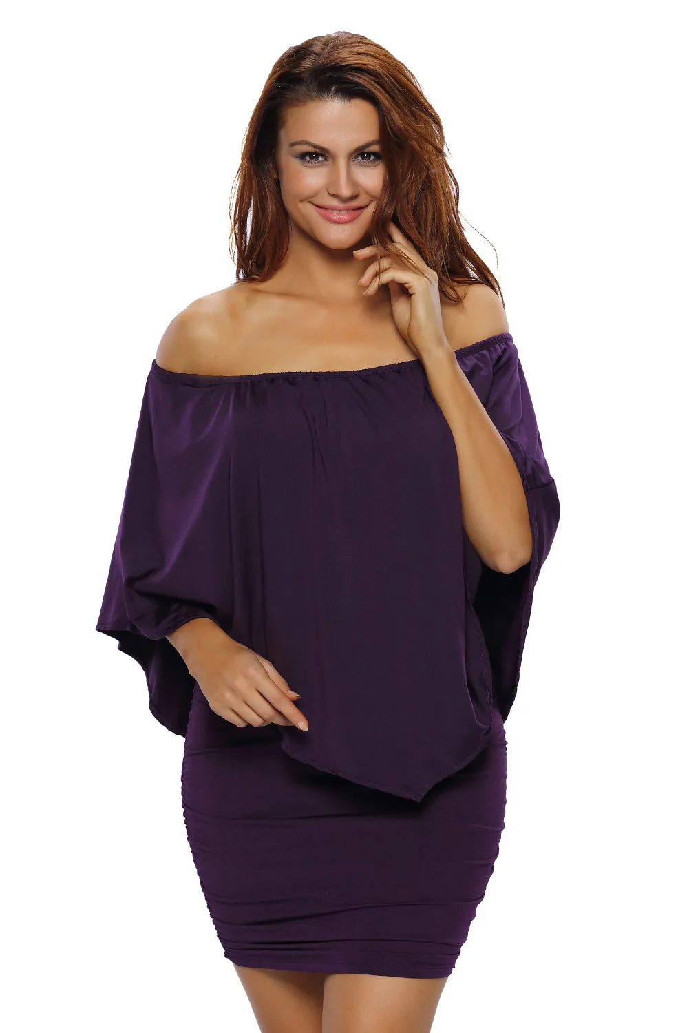 Multiple Dressing Layered Purple Mini Poncho Dress