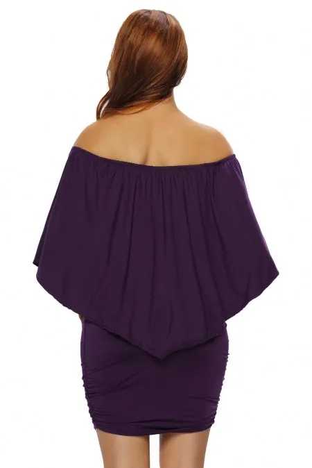 Multiple Dressing Layered Purple Mini Poncho Dress