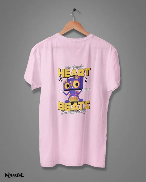 My heart beats for music printed t shirts