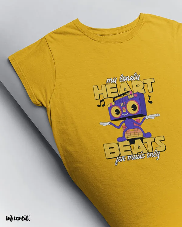 My heart beats for music printed t shirts