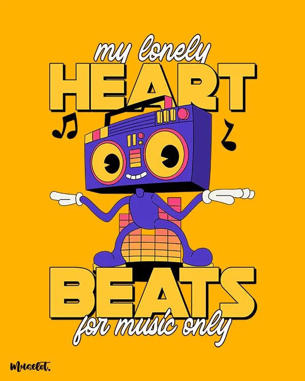 My heart beats for music printed t shirts
