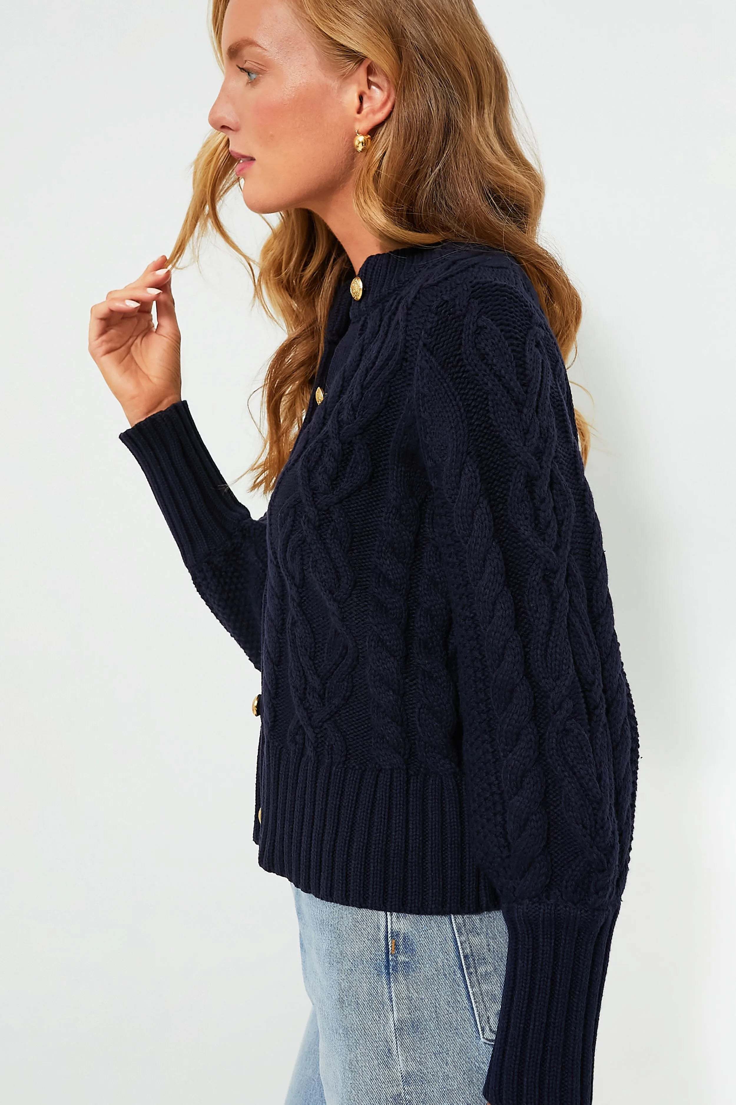 Navy Cotton Colette Cardigan