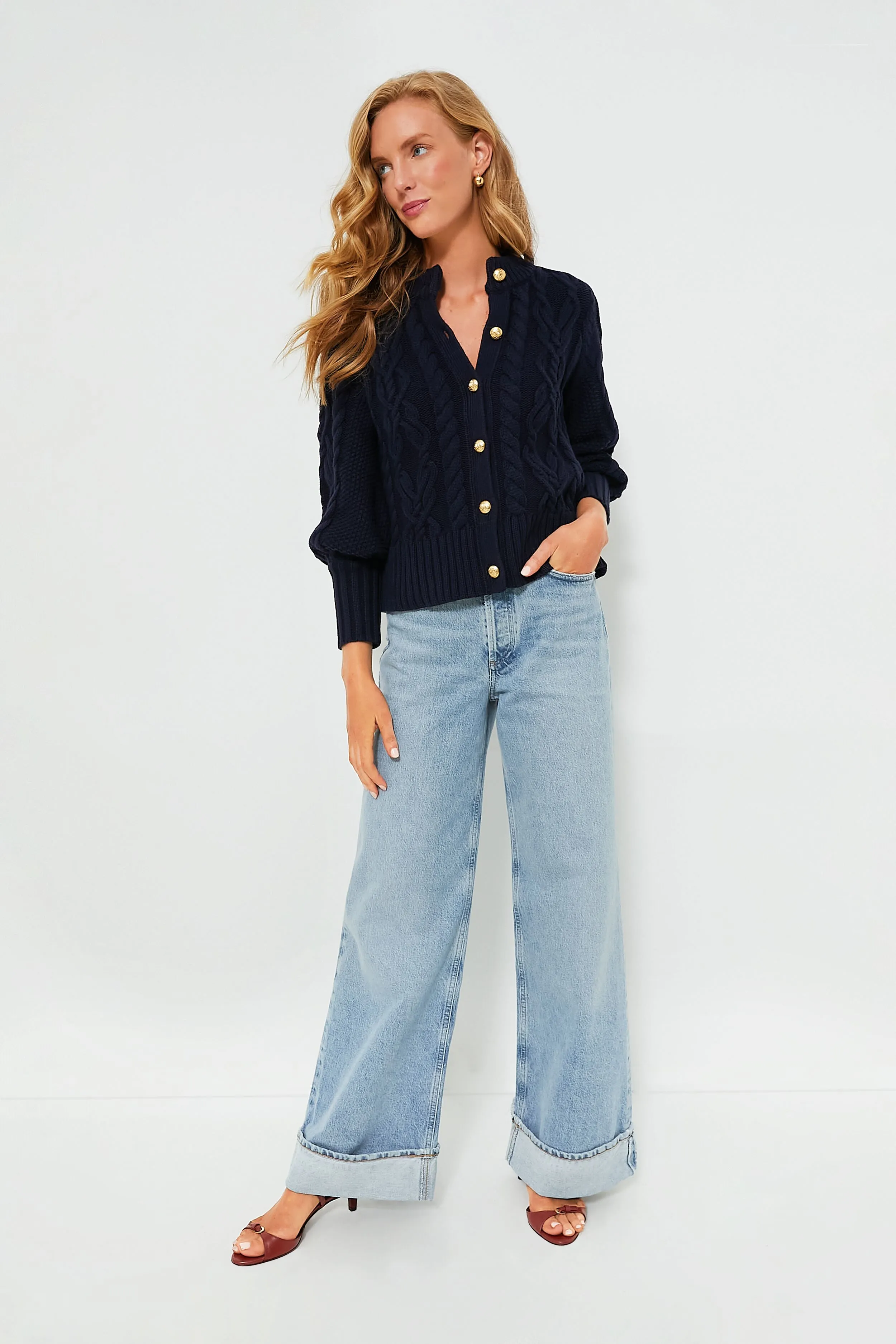 Navy Cotton Colette Cardigan