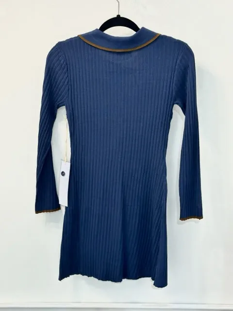 Navy Ribbed Sweater Dress