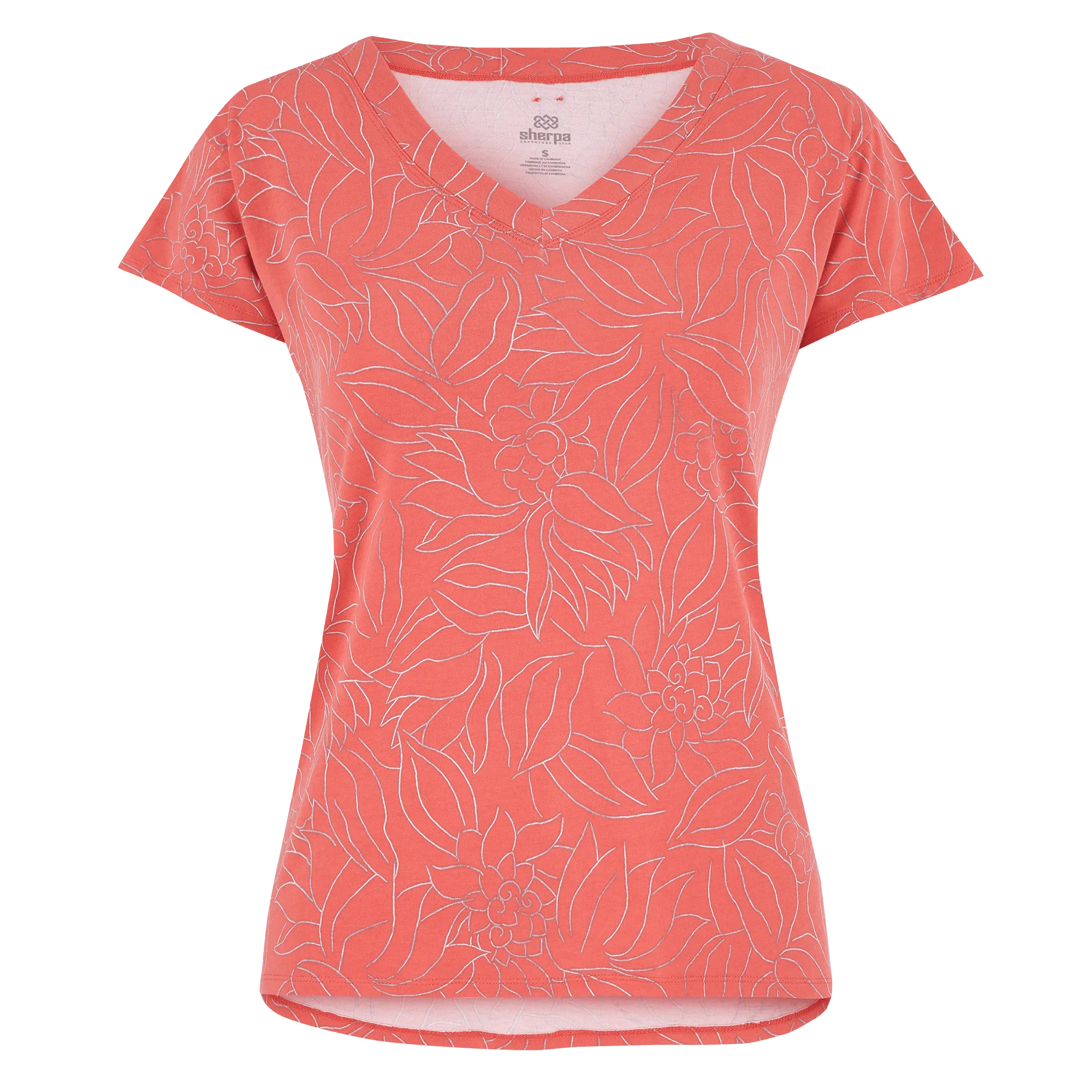 Neha V-Neck T-Shirt - Sorbet Leaf
