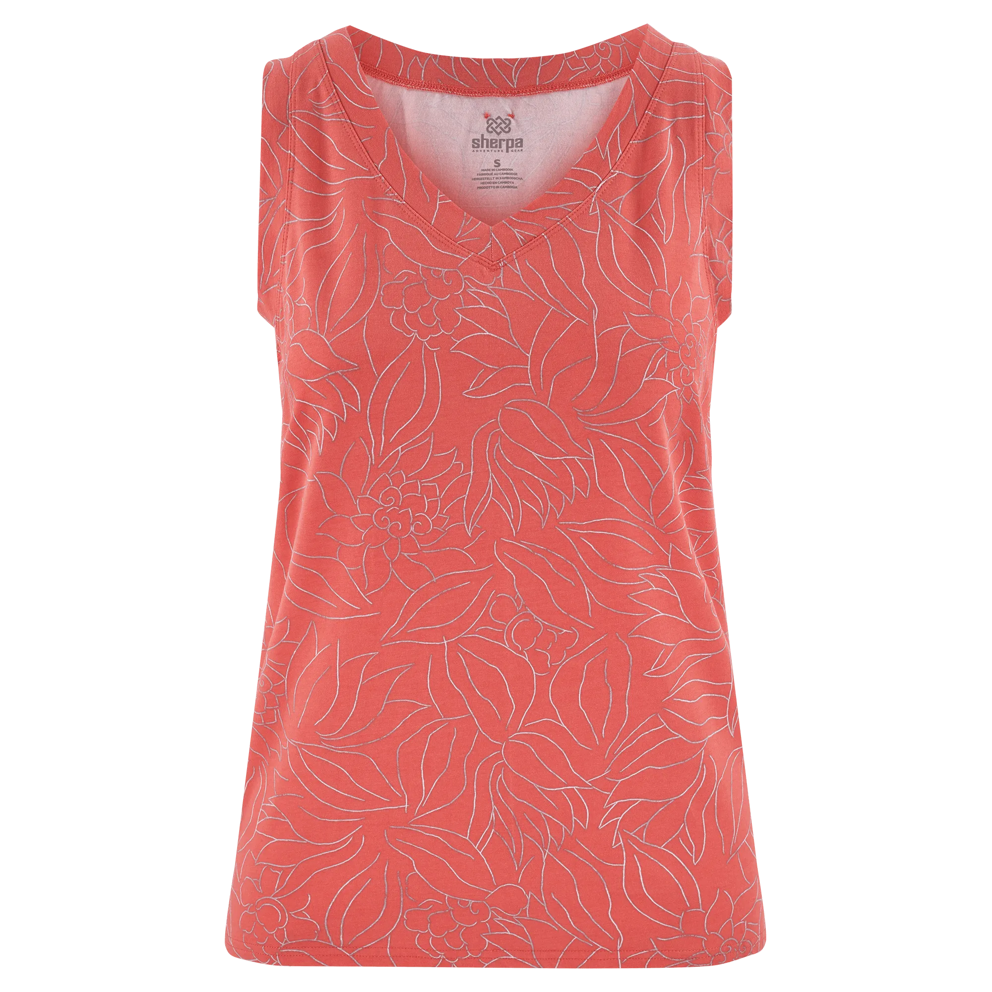 Neha V-Neck Tank Top - Sorbet Leaf