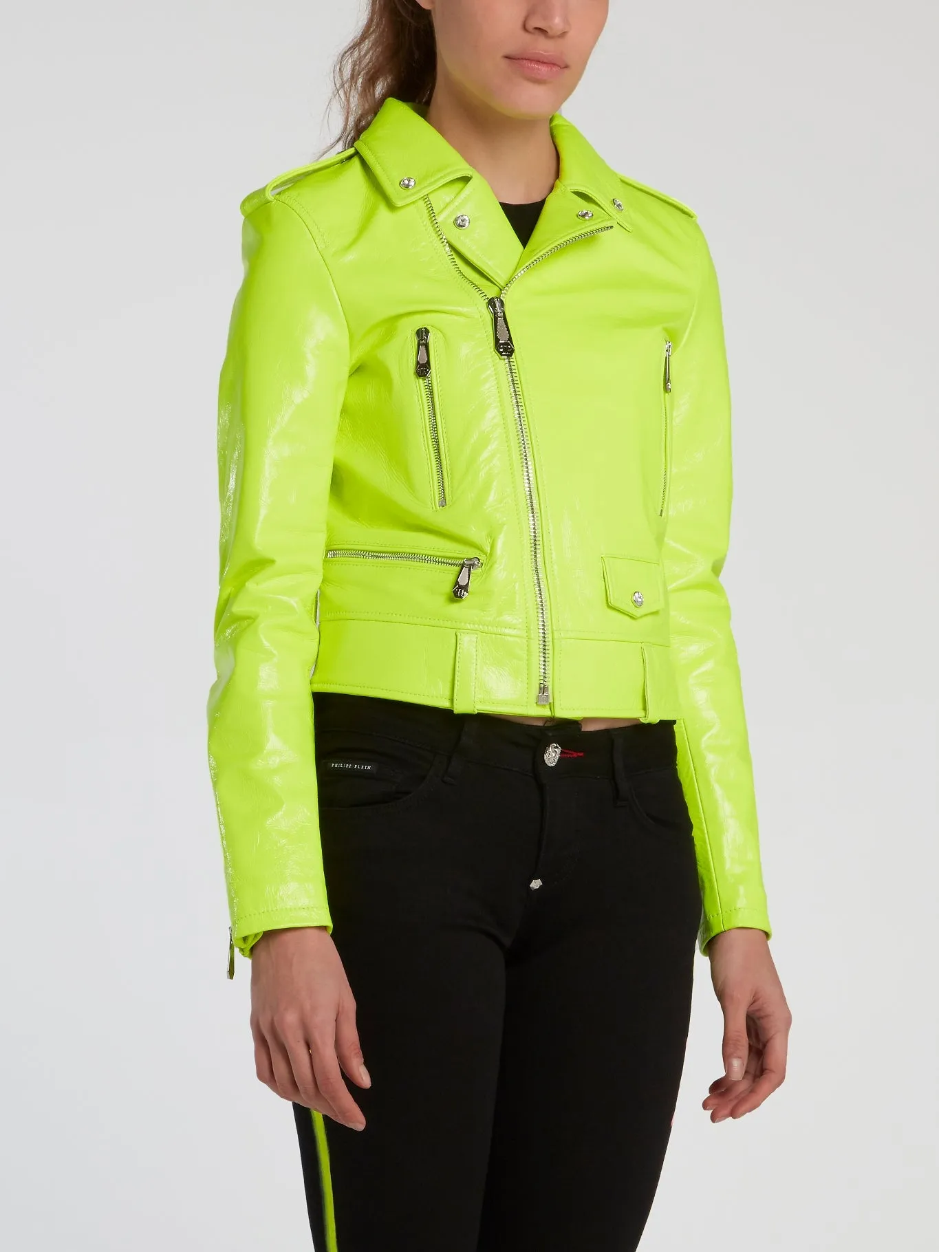 Neon Leather Biker Jacket