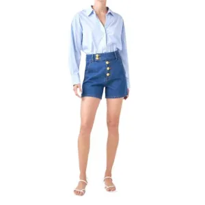 NEW ENGLISH FACTORY denim button shorts in blue