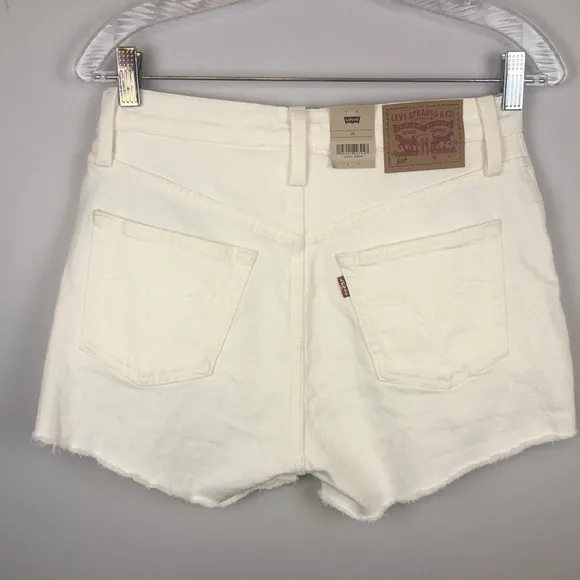 NEW Levi’s 501 Original White Denim High Waist Distressed 28 Stretchy Jean Short