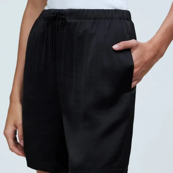 NEW Madewell Pull-On Shorts in Satin, Black