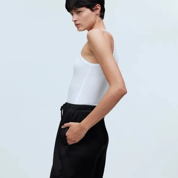 NEW Madewell Pull-On Shorts in Satin, Black