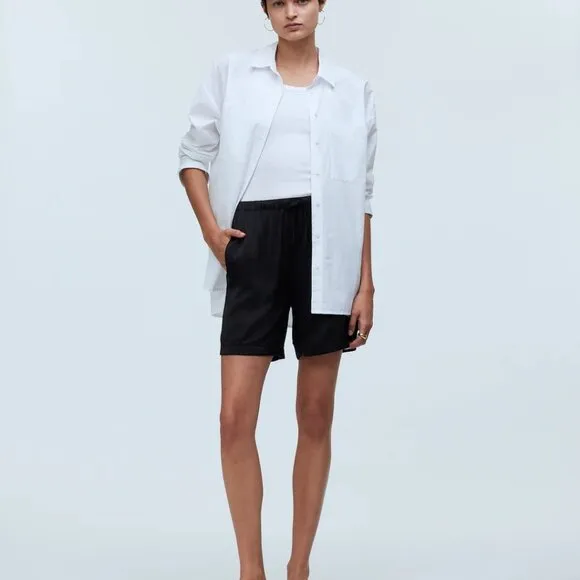 NEW Madewell Pull-On Shorts in Satin, Black