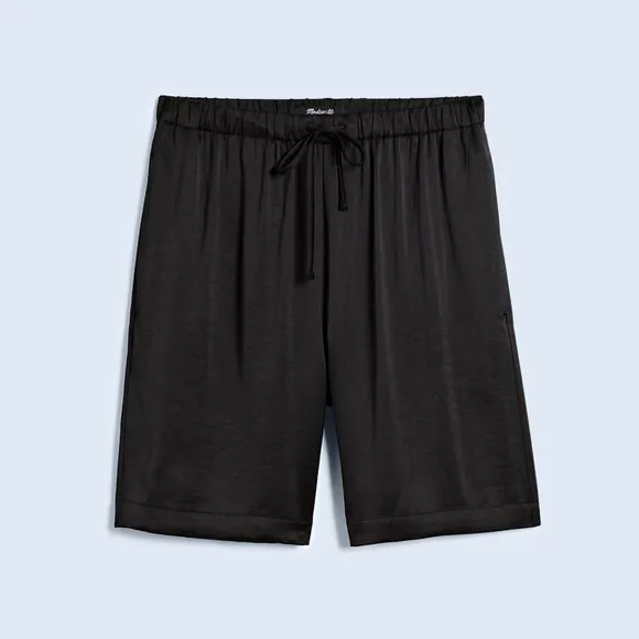 NEW Madewell Pull-On Shorts in Satin, Black