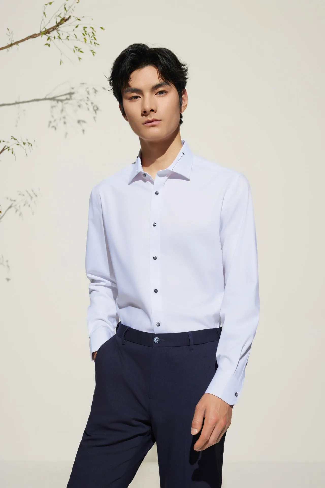 Non-Iron Silky Touch Smart Fit Twill Shirt with Design Detail