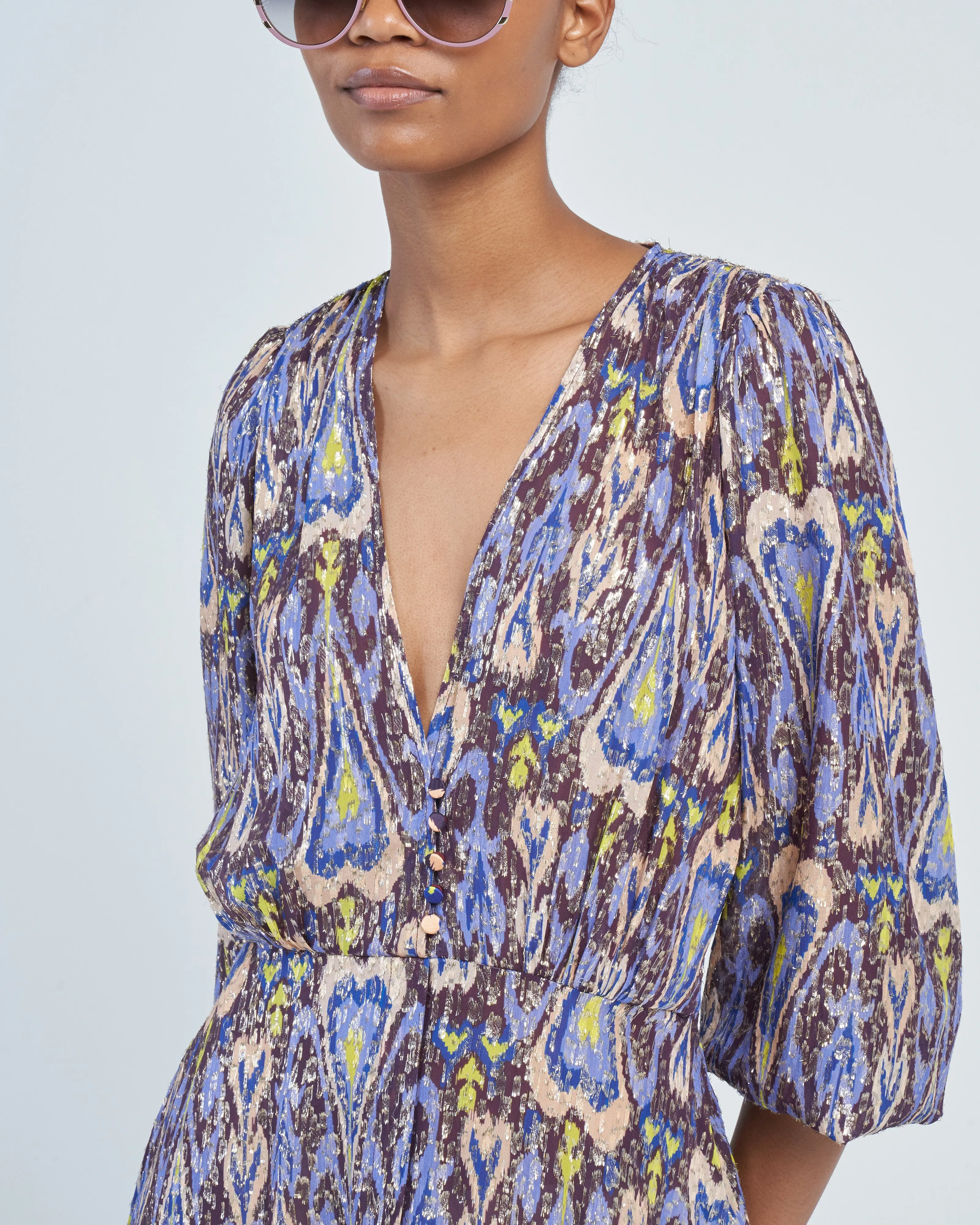 northern light print fil coup' long dress