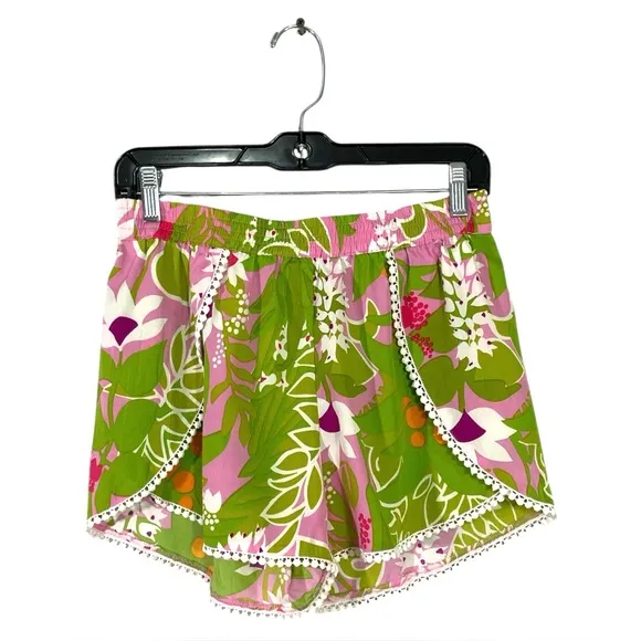 NWT Trina Turk La Palma Pom Pom Shorts in Green Multi Size Medium