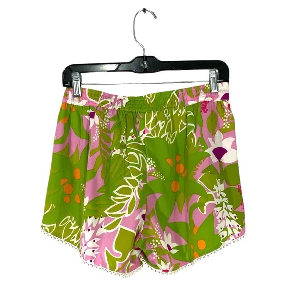 NWT Trina Turk La Palma Pom Pom Shorts in Green Multi Size Medium
