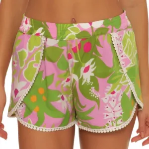 NWT Trina Turk La Palma Pom Pom Shorts in Green Multi Size Medium