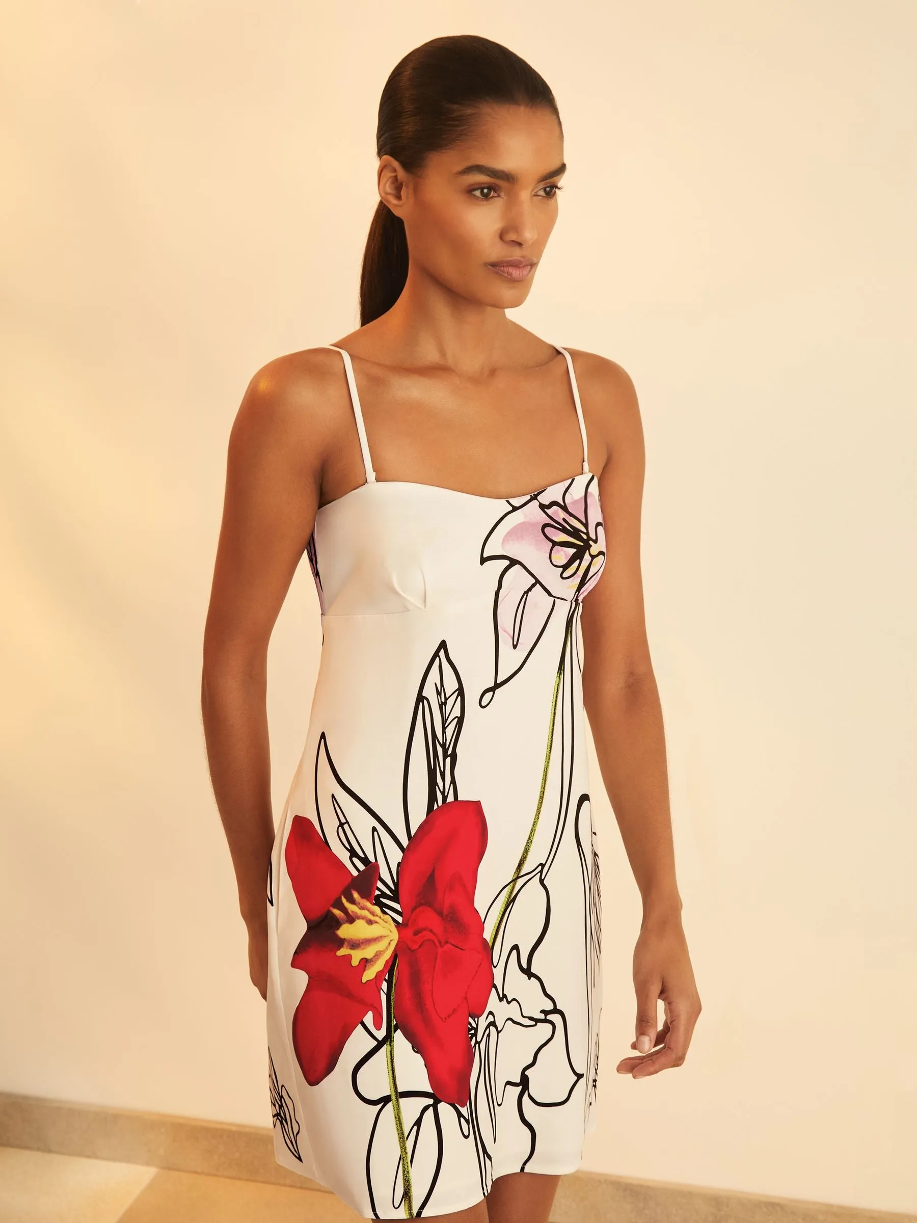 NYBG Floral-Print Mini Dress in Ivory