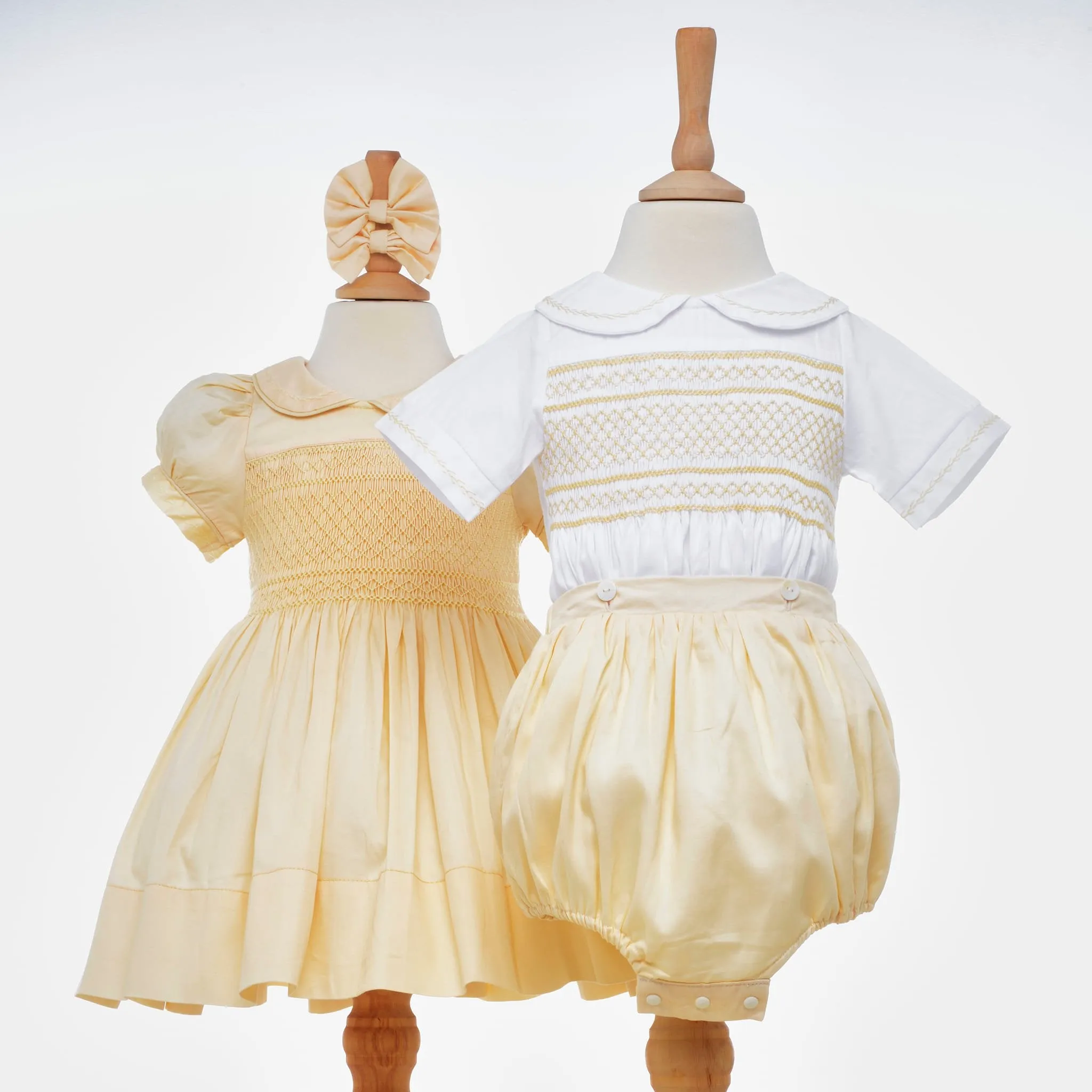 Ocean Baby Girls Champagne Lux Collection Sateen Smocked Front & Back Petticoat Layered Dress (NB-8Yrs)