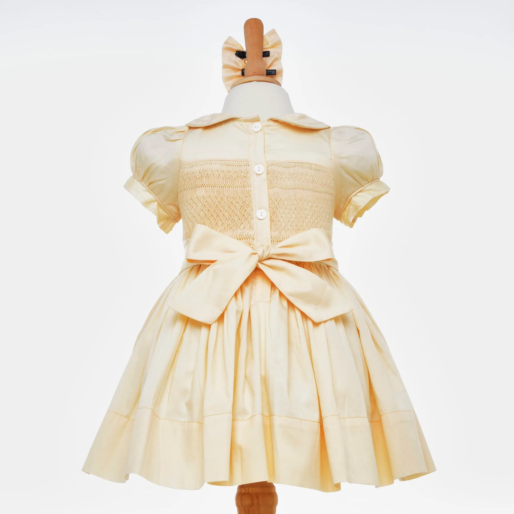 Ocean Baby Girls Champagne Lux Collection Sateen Smocked Front & Back Petticoat Layered Dress (NB-8Yrs)
