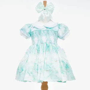 Ocean Baby Girls Jasmine Marble Satin Smocked Petticoat Layered Dress (3M-6Yrs)