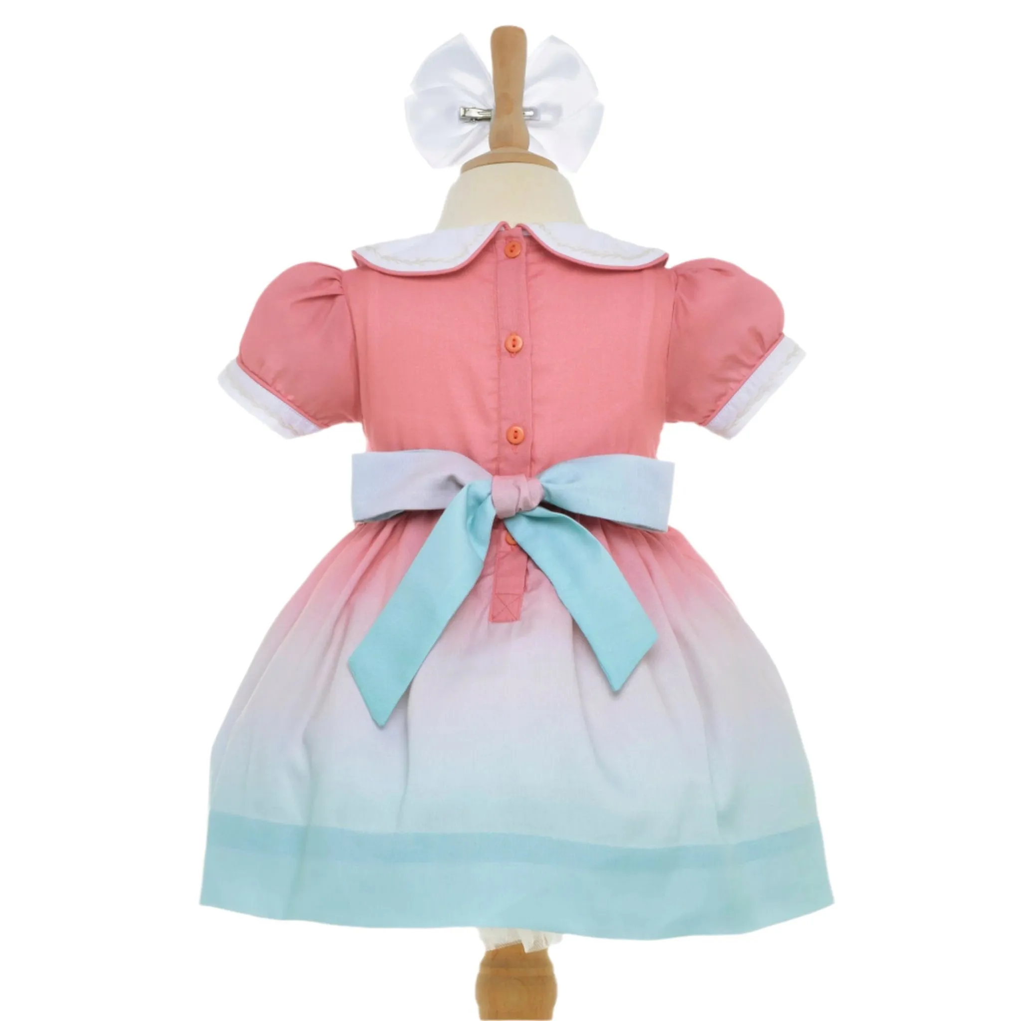 Ocean Baby Girls Peach Melba Ombre Smocked Petticoat Layered Dress (NB-8Yrs)