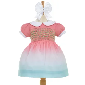Ocean Baby Girls Peach Melba Ombre Smocked Petticoat Layered Dress (NB-8Yrs)