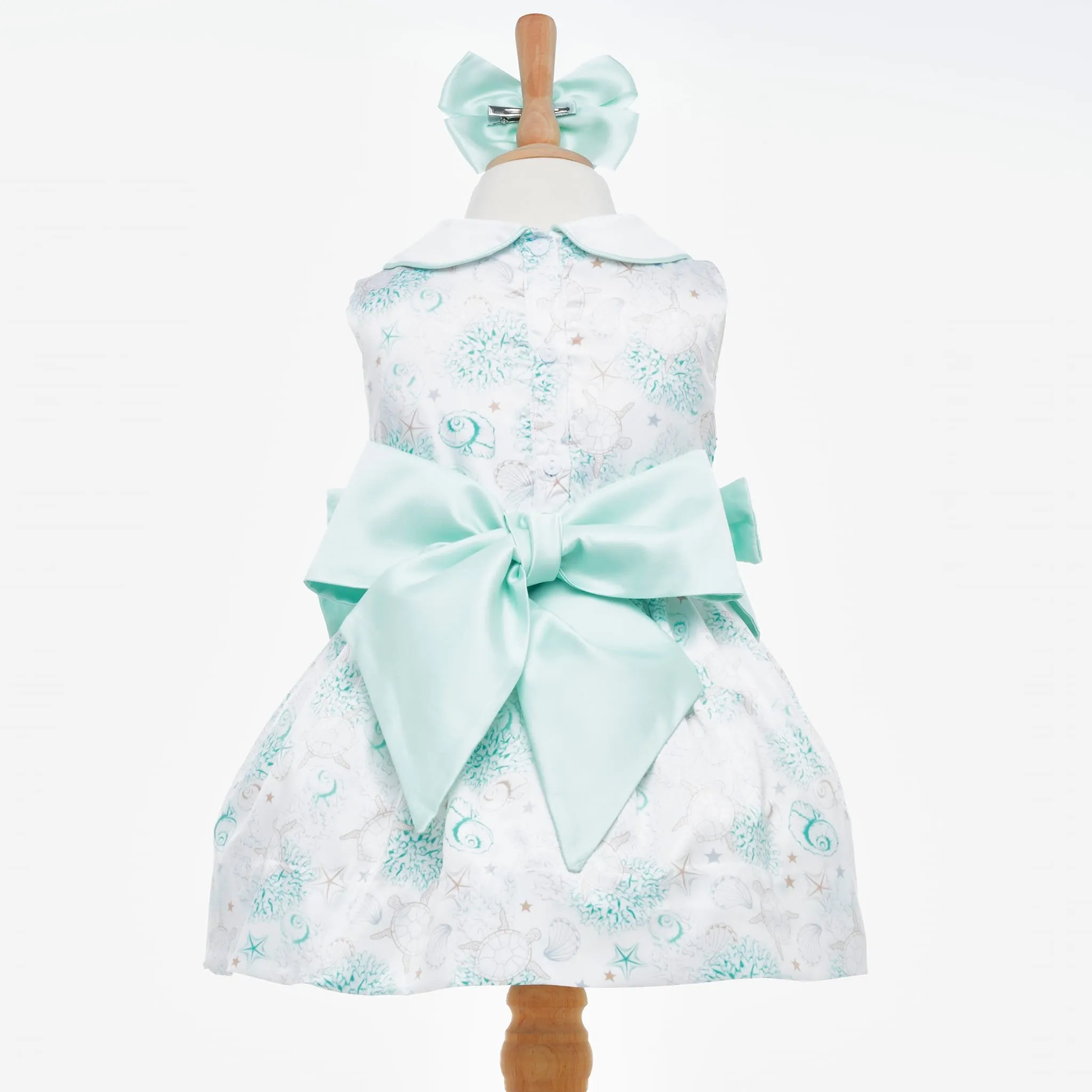 Ocean Baby Girls Pearl Hand Smocked Petticoat Layered Dress - Marine Themed (6M-8Yrs) Satin