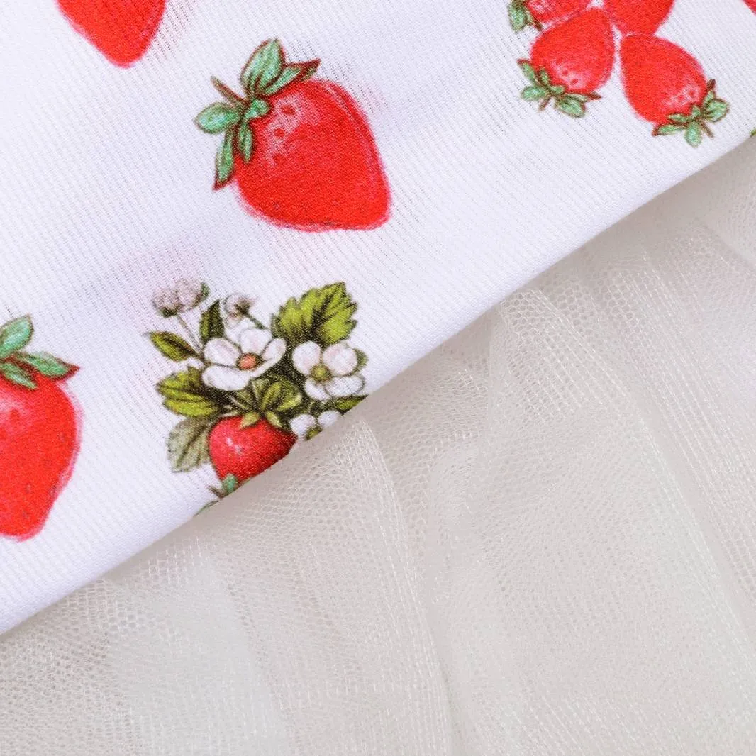 Ocean Baby Girls Strawberries Smocked Petticoat Layered Dress - (NB-8Yrs)