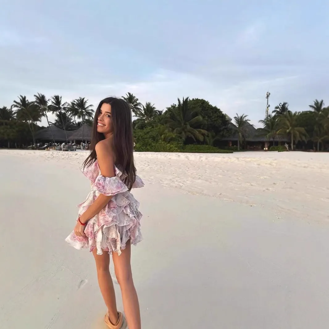 Off-Shoulder Layered Ruffle Waist-Cinching Dress