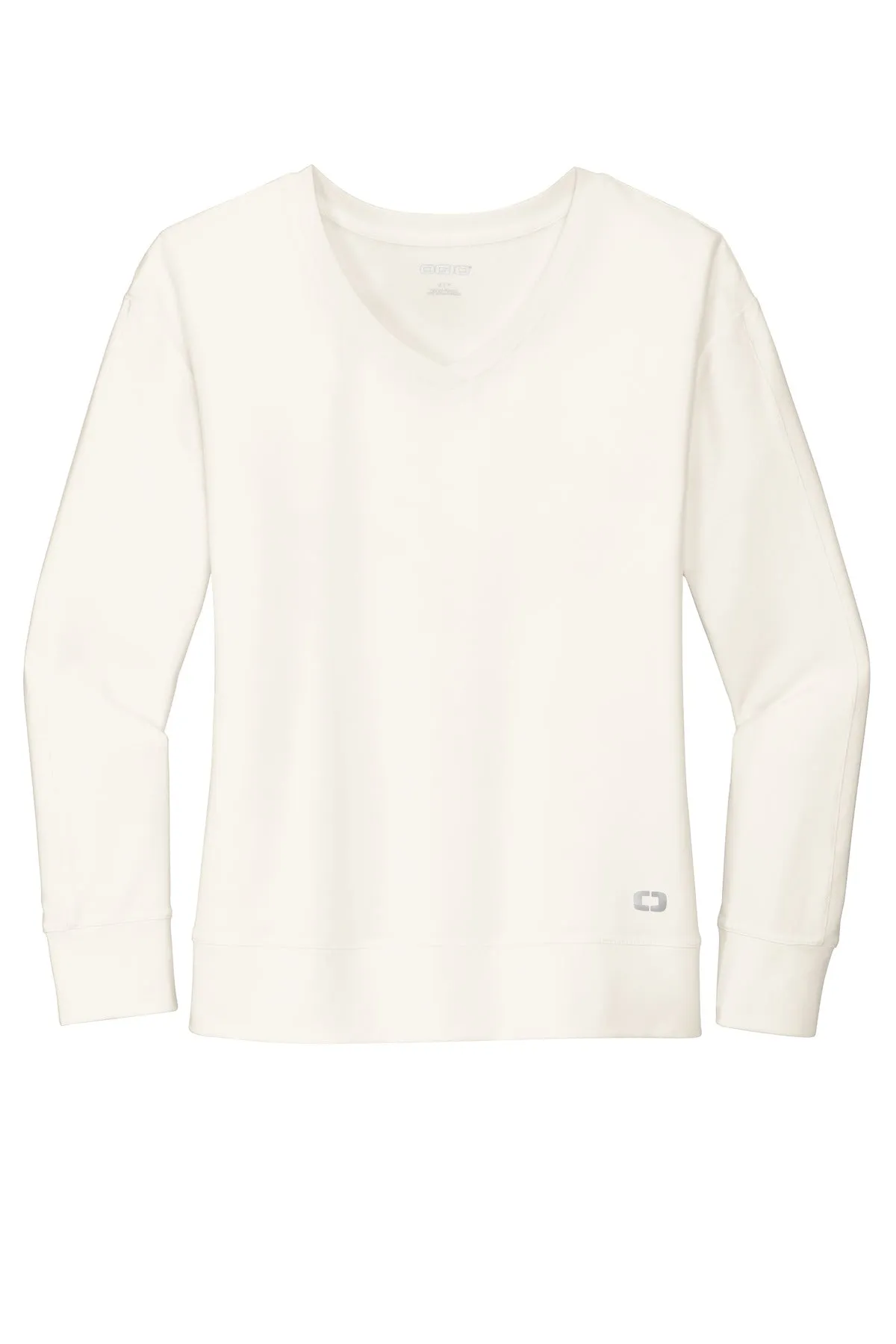 OGIO Women's Luuma Flex Long Sleeve V-Neck LOG825 Ivory Snow