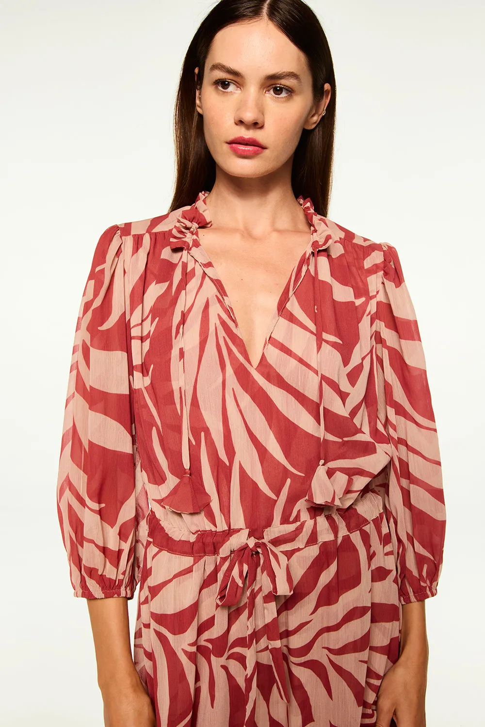 Olivia Dress in Light Palm Frond