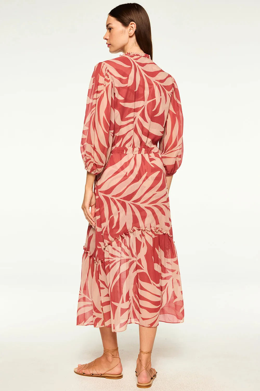 Olivia Dress in Light Palm Frond