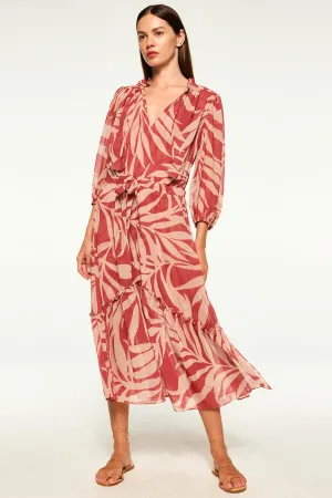 Olivia Dress in Light Palm Frond