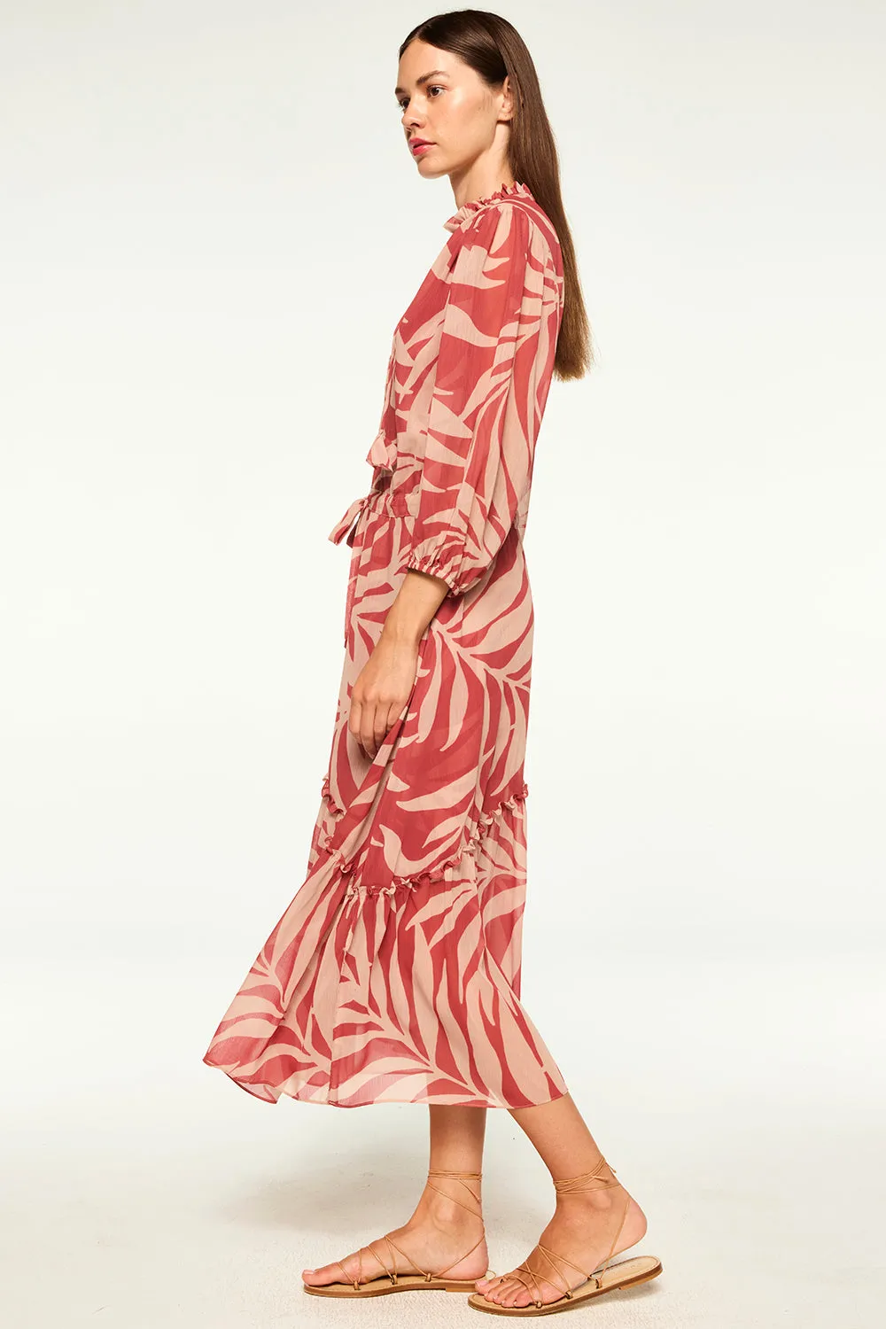 Olivia Dress in Light Palm Frond