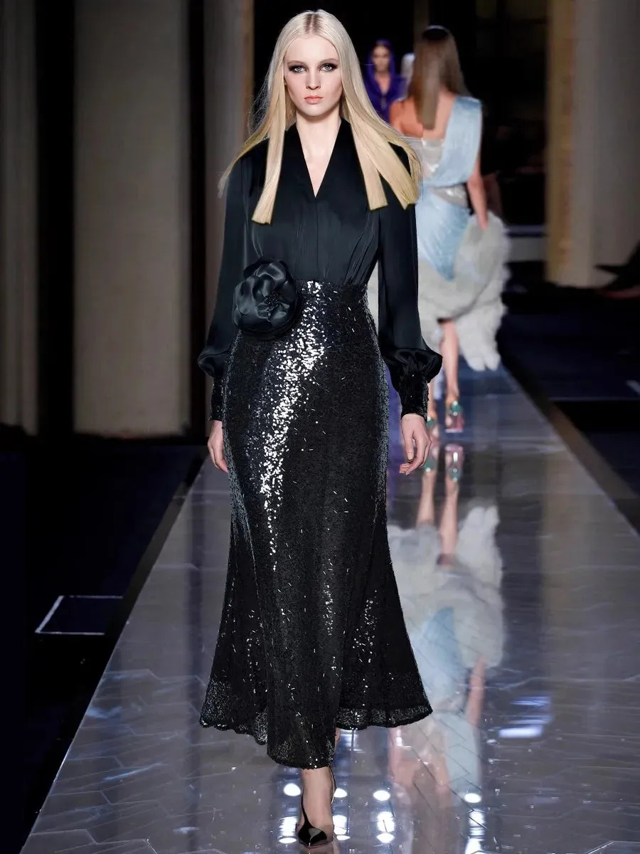 Ophelia Sequins Patchwork Mermaid Dress