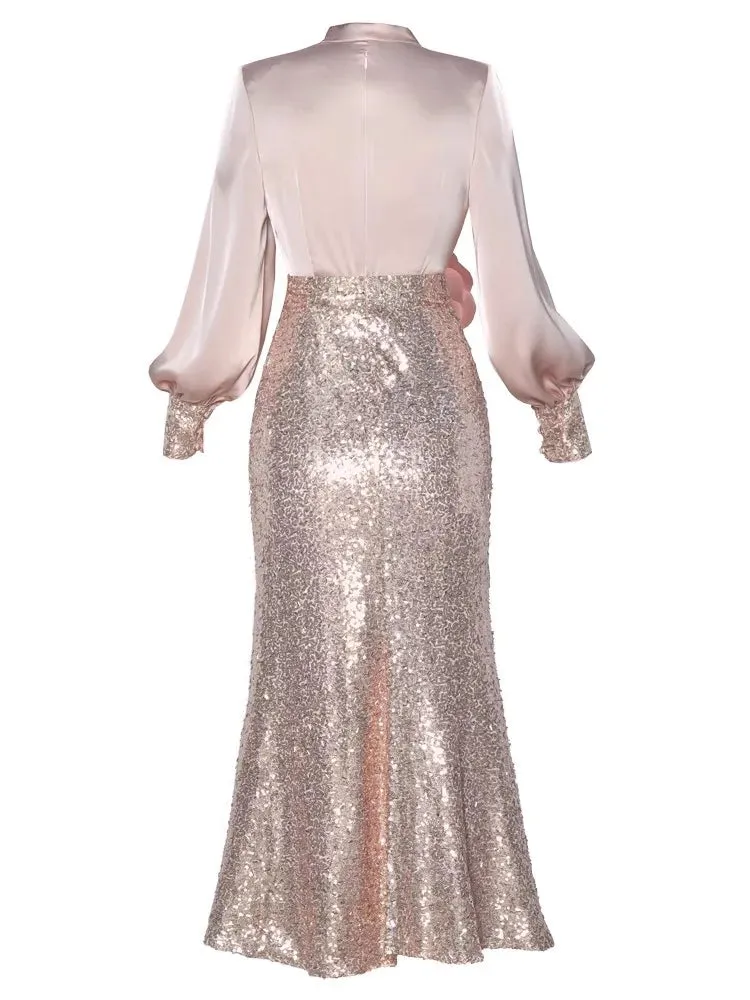 Ophelia Sequins Patchwork Mermaid Dress