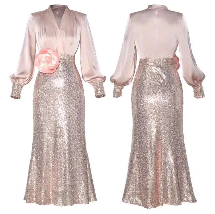 Ophelia Sequins Patchwork Mermaid Dress
