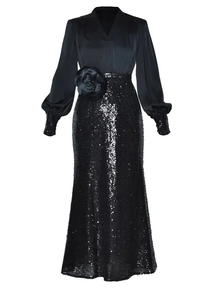 Ophelia Sequins Patchwork Mermaid Dress
