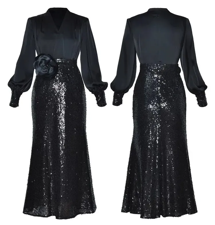Ophelia Sequins Patchwork Mermaid Dress