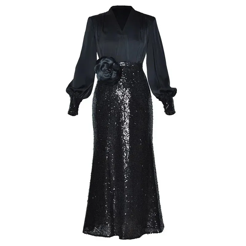 Ophelia Sequins Patchwork Mermaid Dress