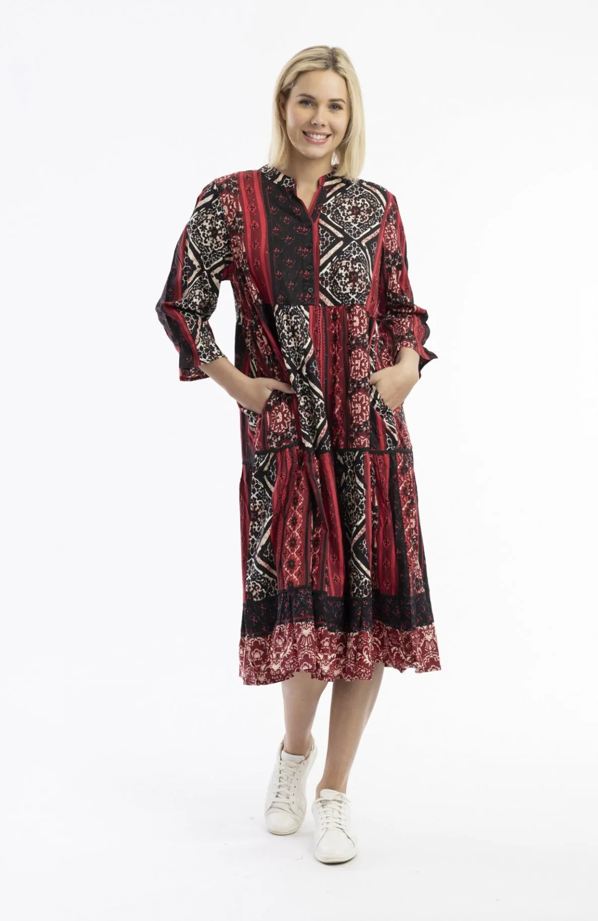 Orientique Jolene Layered Frill Print Dress 20102