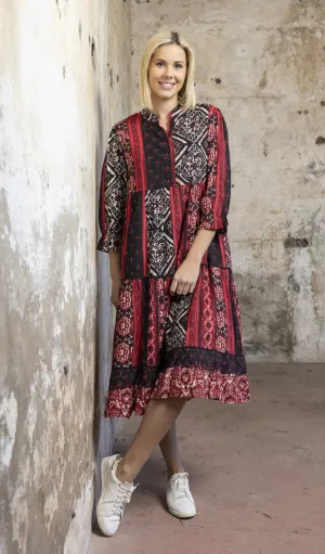 Orientique Jolene Layered Frill Print Dress 20102