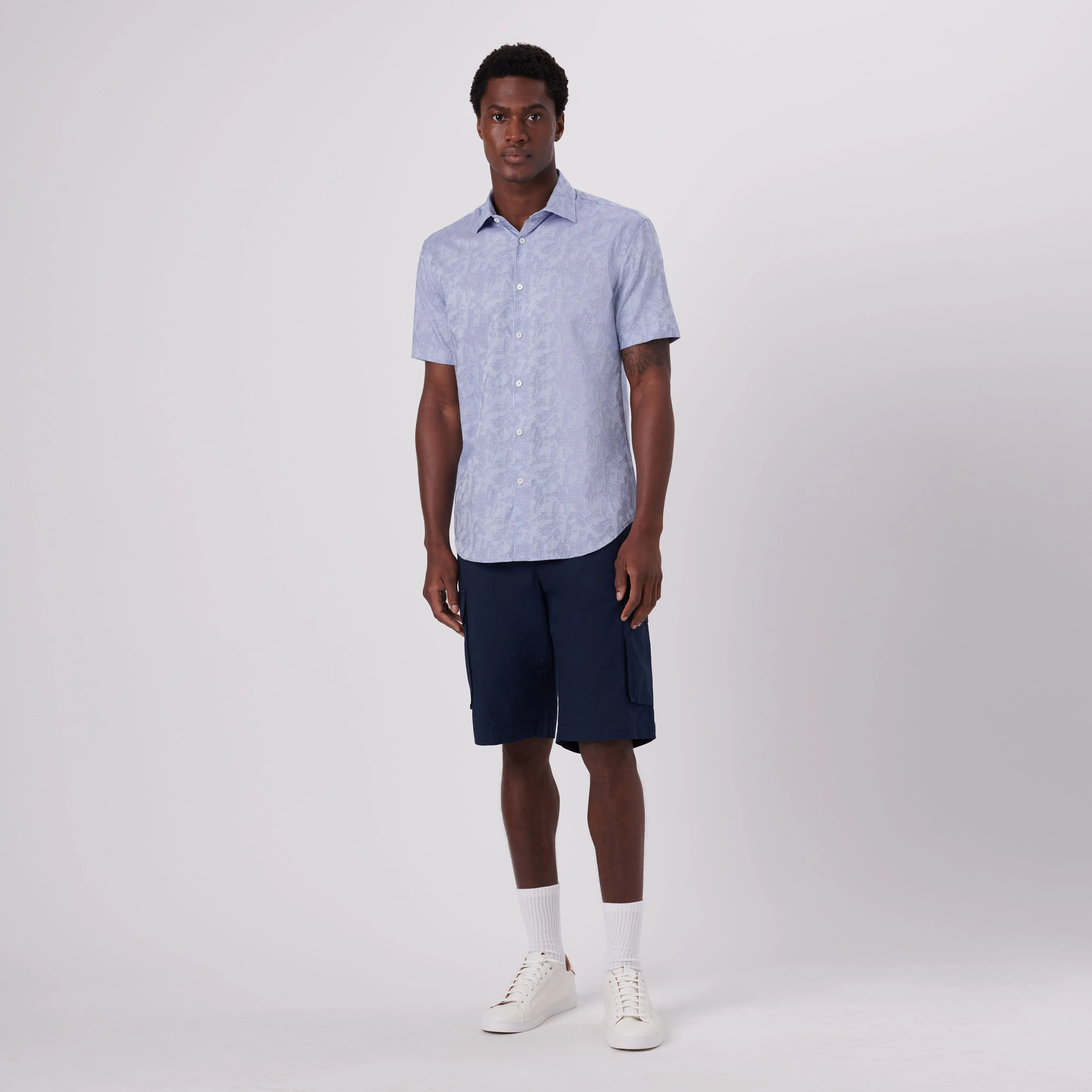 Orson Pin Check Print Short Sleeve Shirt